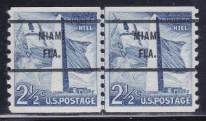 Precancel - Miami, FL PSS 1056-71 Coil Line Gap Pair - No Gum