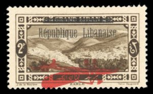 Lebanon #C17var (YT 21a) Cat€150, 1927 2p dark brown, overprint inverted, h...