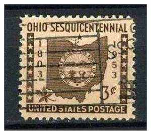 USA 1953 Scott 1018 used - 3c, Ohio Statehood 