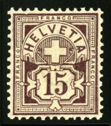 Switzerland #118 Cat$120, 1905 15c brown violet, never hinged, pencil notatio...