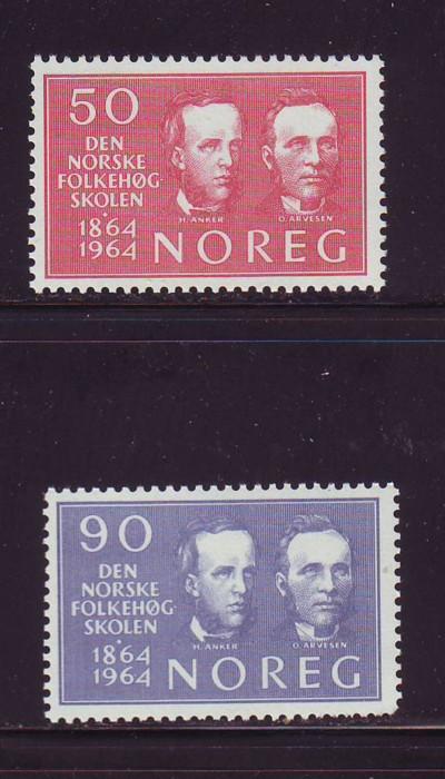 Norway Sc 456-7 1964 Folk High School stamps mint NH