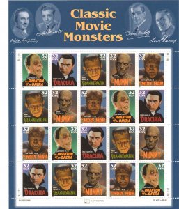 US 3168-72 - 32¢ Classic Movie Monsters Unused