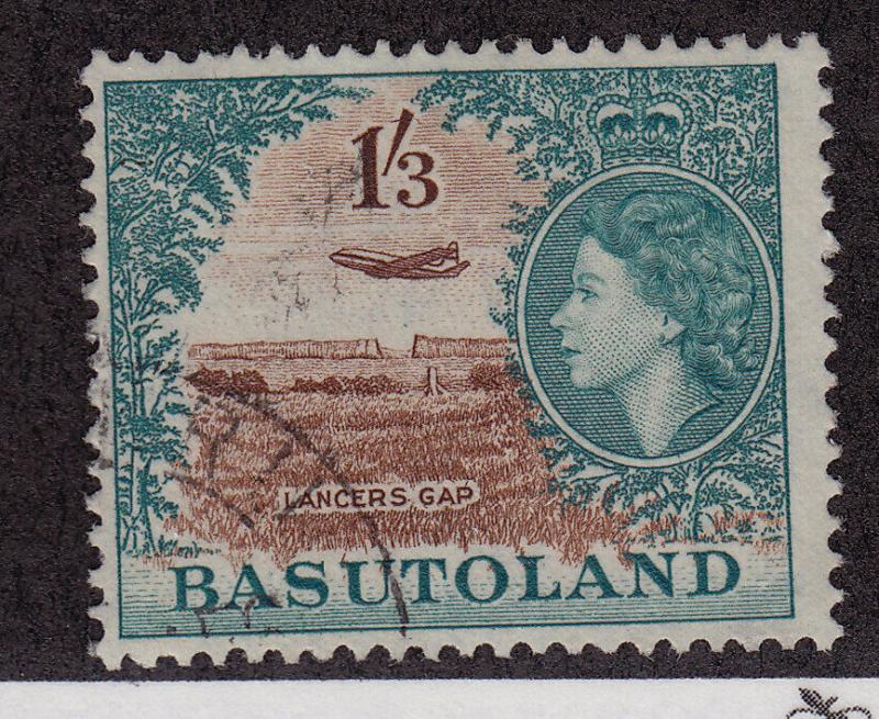 BASUTOLAND Used Scott # 53 Queen Elizabeth II & Plane at Lancers Gap (1 Stamp)-8