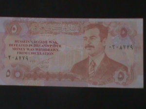 ​IRAQ CENTRAL BANK OF IRAQ-5 DINARS-UN- CIRCULATED -BANK NOTE-VF  LAST ONE