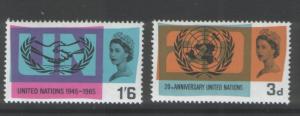 Great Britain 1965 U.N. Phosphor (2) Scott # 440p-41p