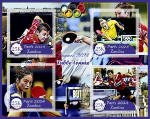 Stamps. Olympic games Paris 2024, Table Tennis 2019 year 1+1 sheets perforated