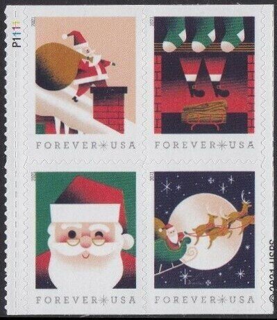 U.S.#5644-5647 A Visit From St. Nick 58c Booklet Plate Block of 4, MNH. #P1111