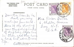 aa6802 - HONG KONG - POSTAL HISTORY - POSTCARD from KOWLOON to the USA 1956