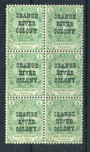 ORANGE RIVER COLONY; 1900 early QV Optd. issue Mint hinged 1/2d. BLOCK