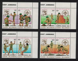 Cook Is. 15th World Scout Jamboree Alberta Canada Corner Pairs 1983 MNH