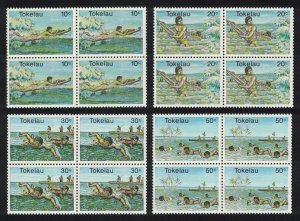 Tokelau Swimming Water Sports 4v Blocks of 4 1980 MNH SC#73-76 SG#73-76