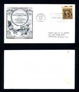 # 863 First Day Cover addressed with Historic Art cachet dated 2-13-1940