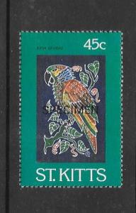 BIRDS - ST KITTS #133-BATIK ART PARROT   MNH