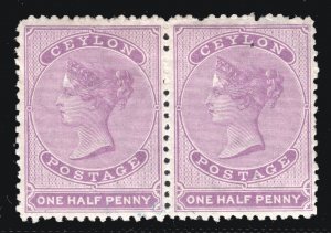 MOMEN: CEYLON SG #48b REDDISH LILAC PAIR 1864 MINT OG H £180+ LOT #67131*