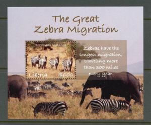 LIBERIA  2018 THE GREAT ZEBRA MIGARTION  SOUVENIR SHEET MINT NEVER HINGED