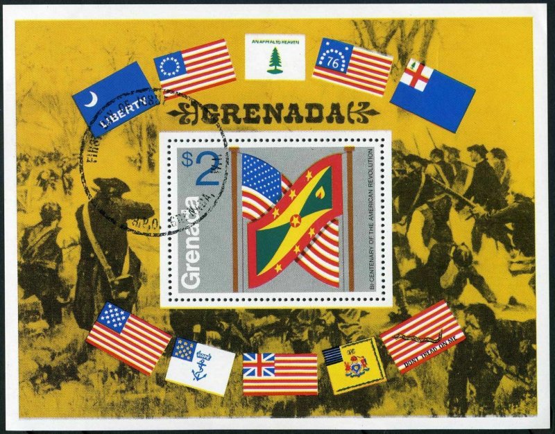 Grenada 634-635,CTO.Michel Bl.42-43. American Bicentennial,1976.Flags,Arms.