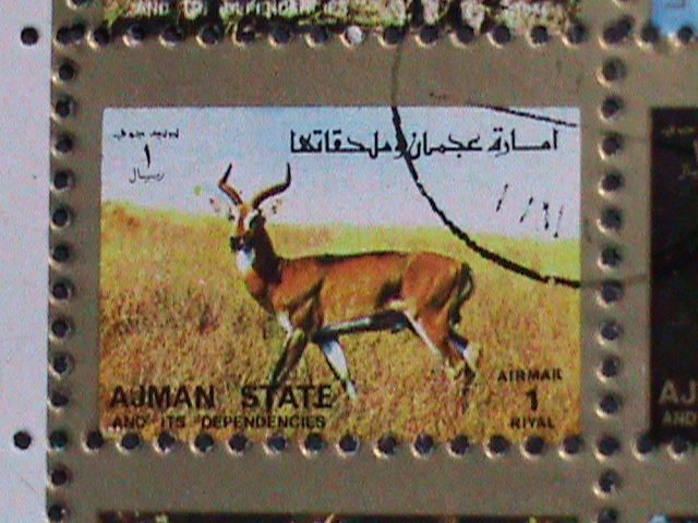 AJMAN STATE-COLORFUL LOVELY WORLD WILD ANIMALS CTO MINI SHEET VERY FINE