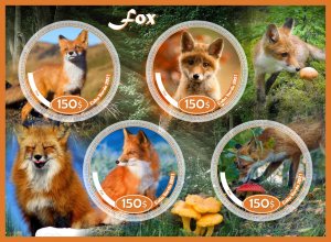 Stamps. Animals. Fox 1+1 sheets perf 2021 year Cabo Verde