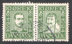 Denmark #164-5 Se-tenant pair Used,  XF,  CV $16.50  ...   1671022