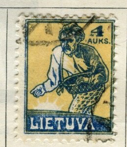 LITHUANIA;    1921-22 early pictorial issue fine used 4a. value