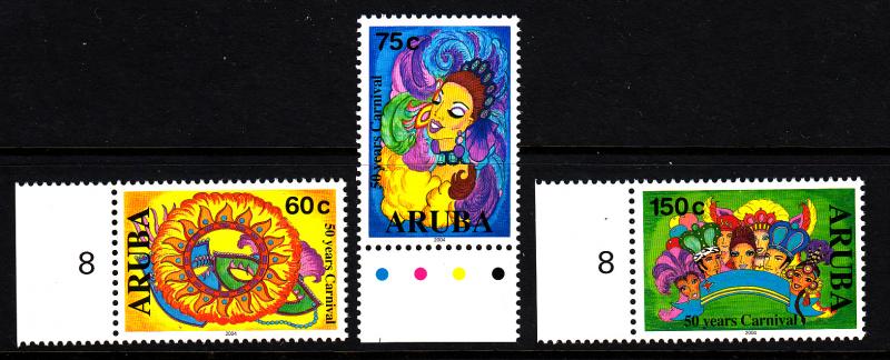 Aruba MNH Scott #241-#243 Set of 3 Carnival 50th anniversary: Masks, Queen, P...