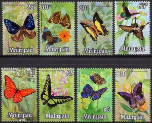 Malaysia 1970 Sc#66/73 BUTTERFLIES Set (8) MNH