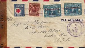 Honduras Censored Cover 1943 #C118 x 2, RA1 & RA2