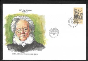 Norway #725 FDC Henrik Ibsen Postal Commutative Society Cover (my984)
