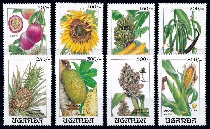 [66299] Uganda 1994 Flora Plants Fruits Pineapple Bananas  MNH