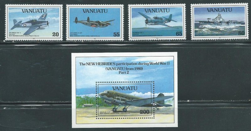 Vanuatu 590-4 1992 WWII set and s.s. MNH