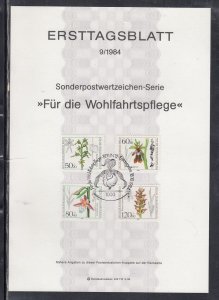 Berlin Scott 9NB216-9 Ersttagsblatt FDC - 1984 Orchids Issue