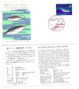 Japan 1966 Sc# 863, Fish Series Katsuo, Tuna, JSPA FDC