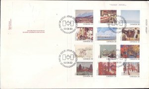 Canada-Sc#966a-sheet on FDC-Paintings-Canada day-1982-