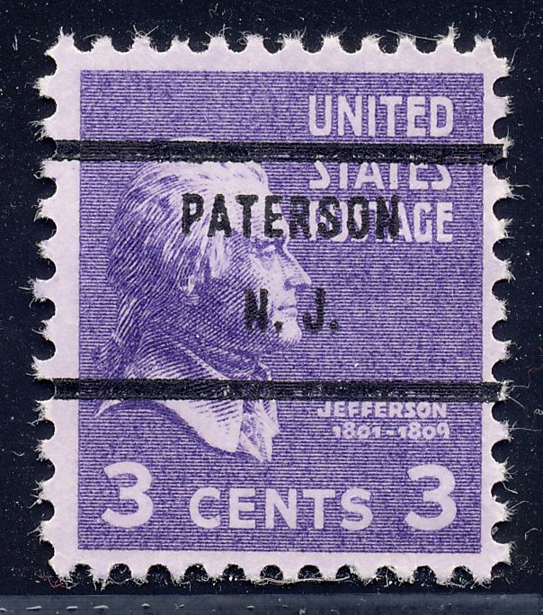 Paterson NJ, 807-71 Bureau Precancel, 3¢ Jefferson