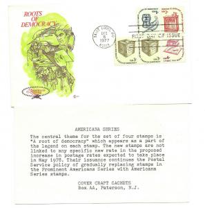 1581-85 1c - 4c Americana, on one Cover Craft Cachets, CCC, FDC