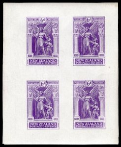 New Zealand 1920 KGV Victory 6d violet PLATE PROOF block MNH. Scarce. SG 457 var