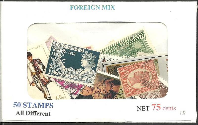 Foreign Mix, 50 Stamps All Different, Used**-