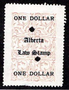 van Dam AL16, $1 brown ONE DOLLAR, used w/Fault, Alberta Law, Canada Revenue