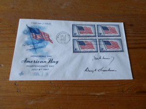 1957 Independence Day FDC USA Cover with JFK and Eisenhower preprint autograph