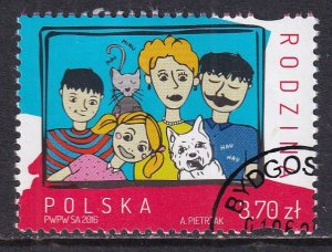 Poland 2016 Sc 4228 Family Cat Dog Stamp CTO