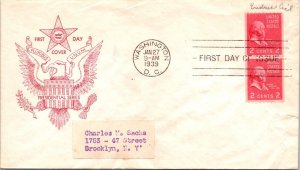 FDC 1939 SC #850 Fidelity Cachet - Washington DC - Pair - F75160