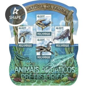 2015 MOZAMBIQUE MNH. PREHISTORIC WATER ANIMALS   |  Michel Code: 7869-7872