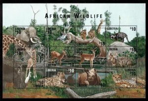 Liberia - 2004 - African Wildlife - Animals - Cheetah - Sheet of 12 Stamps - MNH