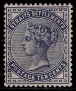 MALAYSIA - Straits Settlements QV SG53, 10c slate, UNUSED. Cat £18.