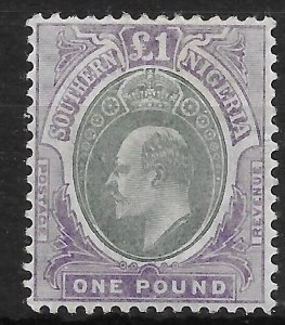 SOUTHERN NIGERIA SG32 1906 £1 GREEN & VIOLET MTD MINT (r)