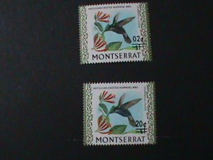 ​MONTSERRAT-1974 SC#314,317,  ANTILLEAN CRESTED HUMMING  BIRDS- SURCHARGE-MNH VF