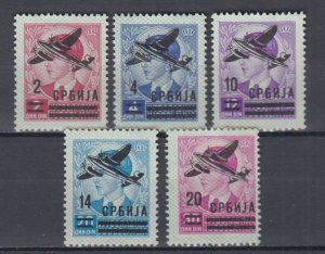 1942 Third Reich Occupation  Serbia Full Set Michel 66/70 MLH