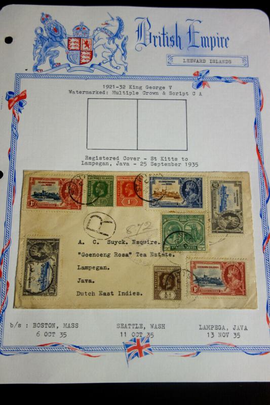 St Kitts Stamps to Java Cover Rare 1935 Jubilee Issues VF Registered