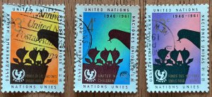 United Nations Used #97-99 3Singles Bird/UN Seal SCV $.75 L3