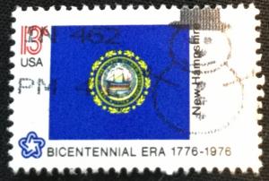 US #1641 Used Single New Hampshire Snowman Cancel State Flag SCV $.25